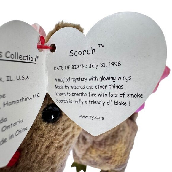 MWT VTG Ty Beanie Baby Scorch The Dragon 1998 Rare Tag Errors Retired - Picture 8 of 13